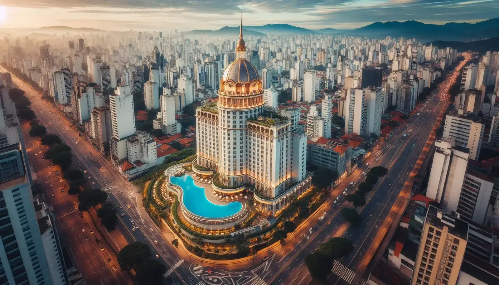 Skyline de São Paulo ao entardecer